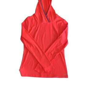 Women’s Bright Coral Long Sleeve Lightweight Athletic Hoodie Size M –Activewear